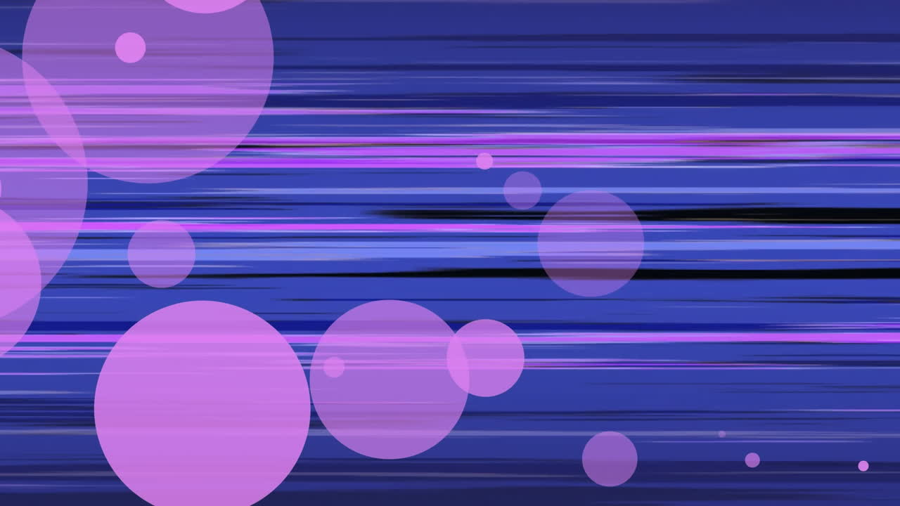 Animations of moving pink glowing shapes over blue background