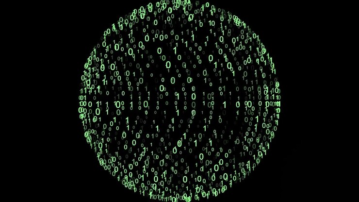 Rotating Sphere Made of Green Binary Code