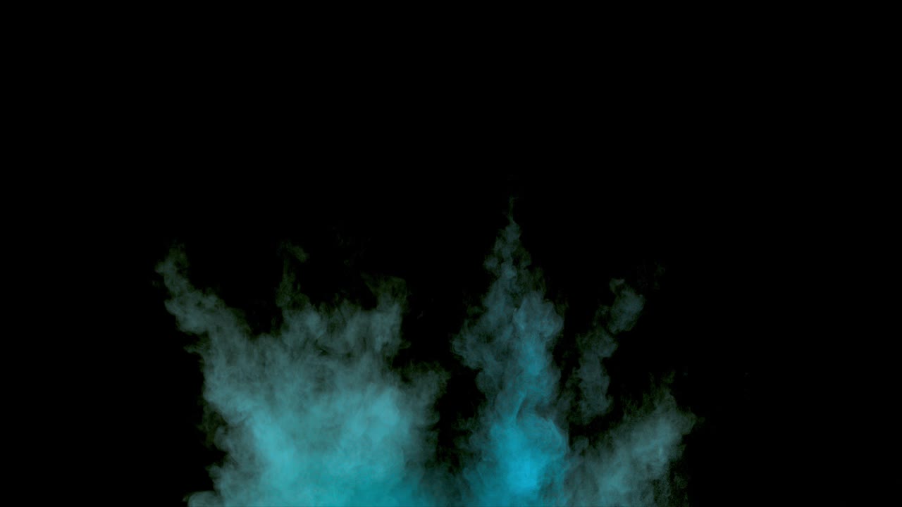 Blue Powder Blast and Explosion from Bottom isolated on Black Background for VFX, 4K Video Element