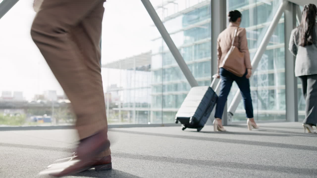 Business people, walking and travel