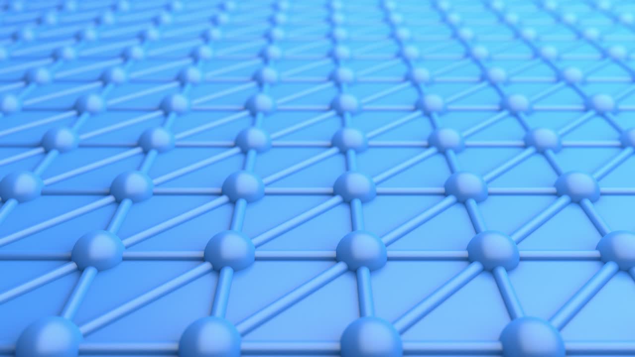 estructura atómica geométrica molecular superficie azul en movimiento