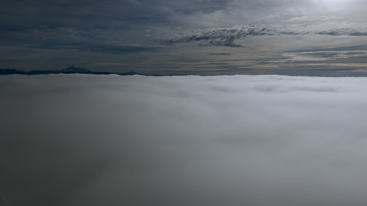Above Endless Sea Clouds Horizon - Drone Shot