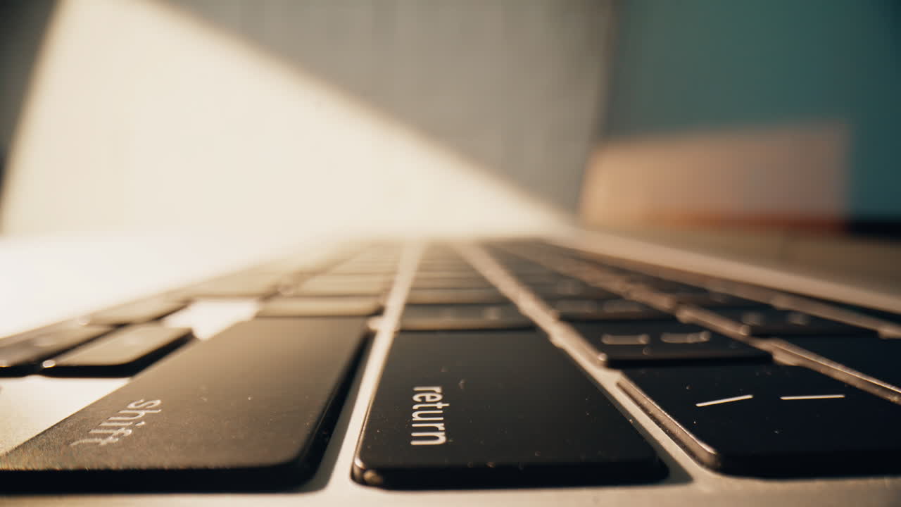 Closeup worker fingers typing keyboard laptop making online research working