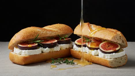 gourmet fig and ricotta sandwiches with honey drizzle