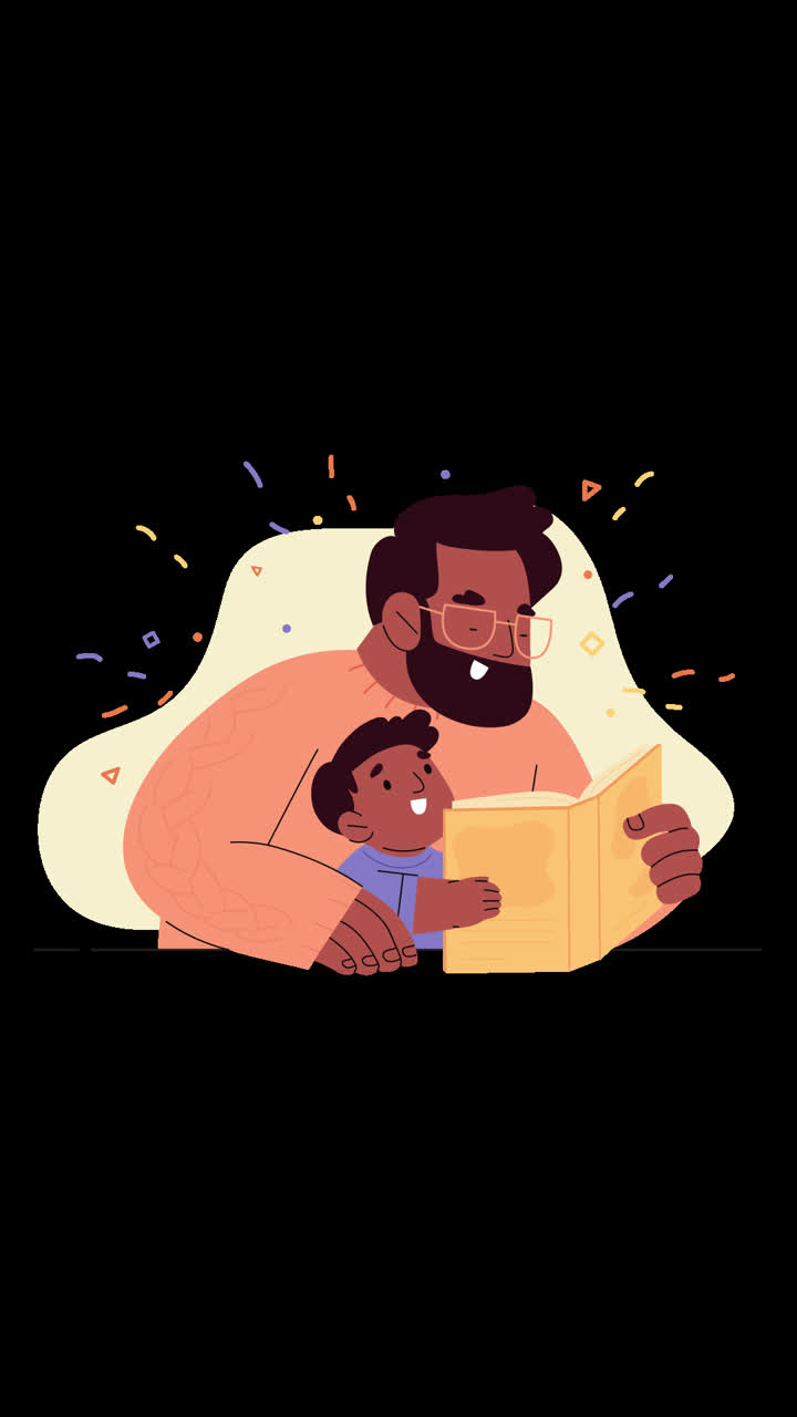 Father and Son Reading Together