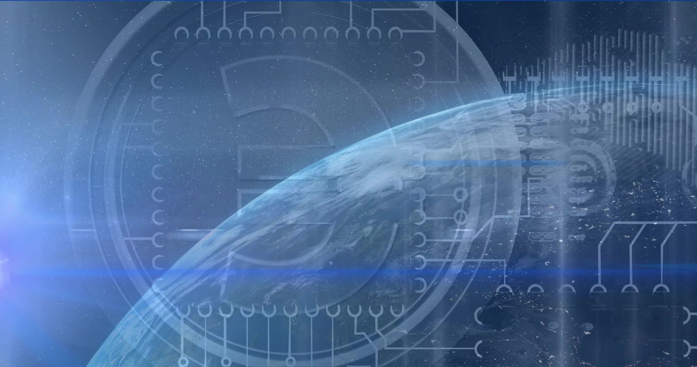 Animation of diverse computer data processing over globe