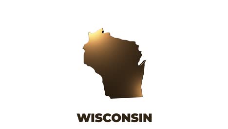 wisconsin state of the united states of america. animated 3d gold location marker on the map. easy to use with screen transparency mode on your video.