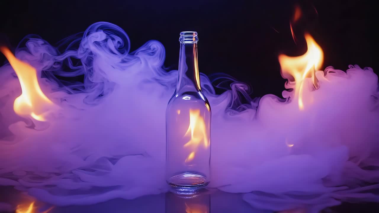 Bottle on fire
