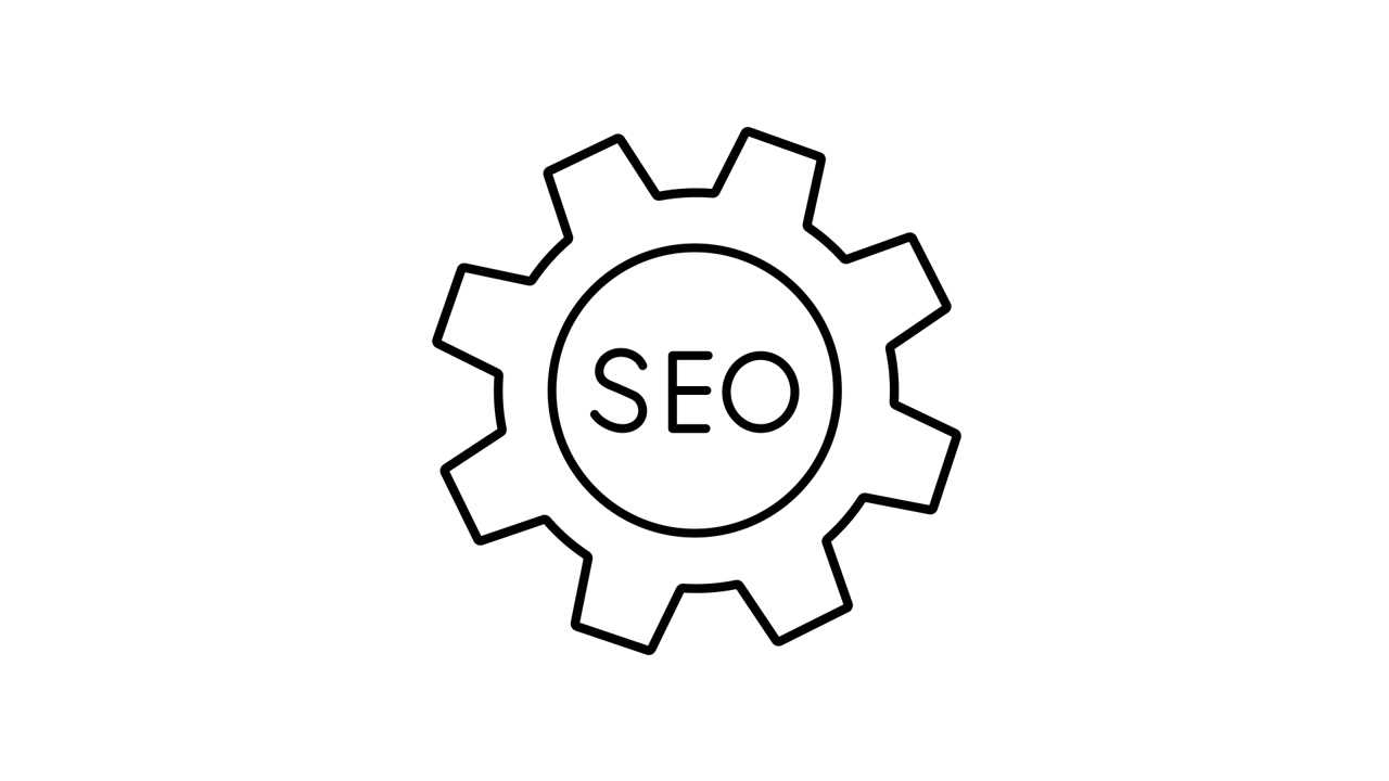 Animated SEO Gear Icon Rotating on White Background