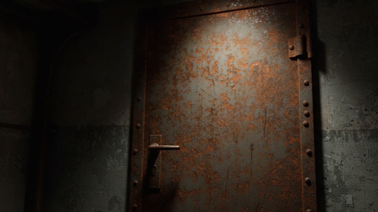 A Weathered Metal Door: Exploring the Aesthetic of Rust and Decay in an Industrial Setting