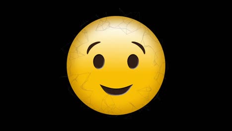 animazione di un'icona emoji felice su connessioni in movimento su sfondo nero