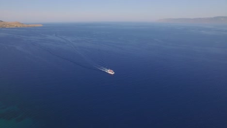 aerial: a boat tour in between lesbos and turkey