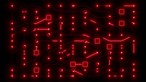 glowing red sparce circuit animation motherboard loop