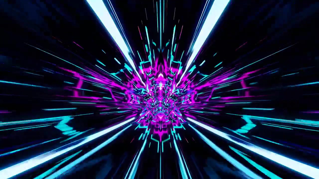 Dynamic Abstract Neon Light Tunnel with Blue and Magenta Colors