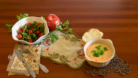 healthy mediterranean cuisine, three dishes concept for lunch or dinner