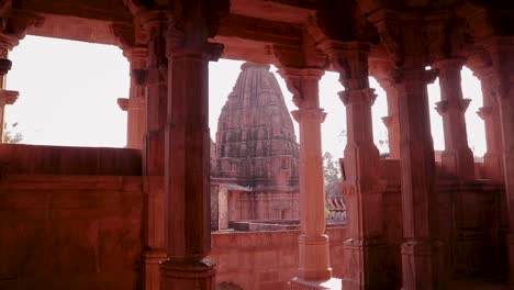 ancient hindu temple architecture from unique angle at day shot taken at mandore garden jodhpur rajasthan india