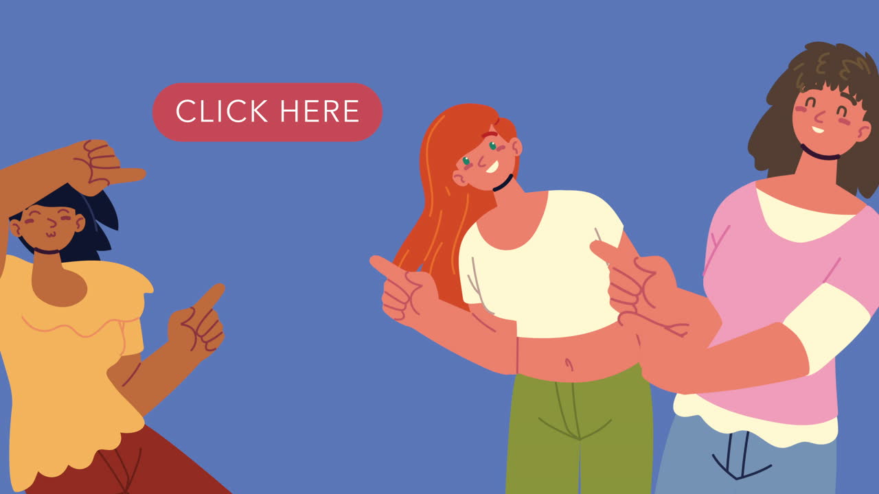 여자 인플루언서 그룹 애니메이션 캐릭터