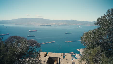Gibraltar harbour viewed from the top of a hill