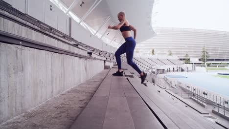 woman working out in stadium