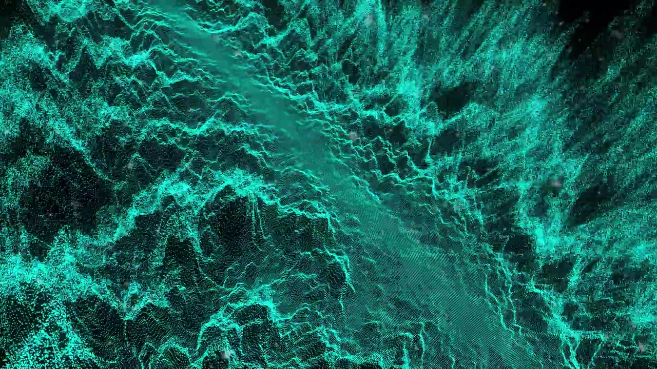 Animazione di forme blu su sfondo nero.