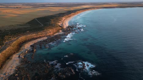the stunning coast on the eyre peninsula in south australia during sunset hours