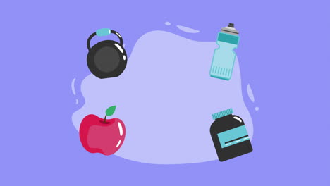 imagen de un estilo de vida saludable con equipos de fitness y elementos nutricionales