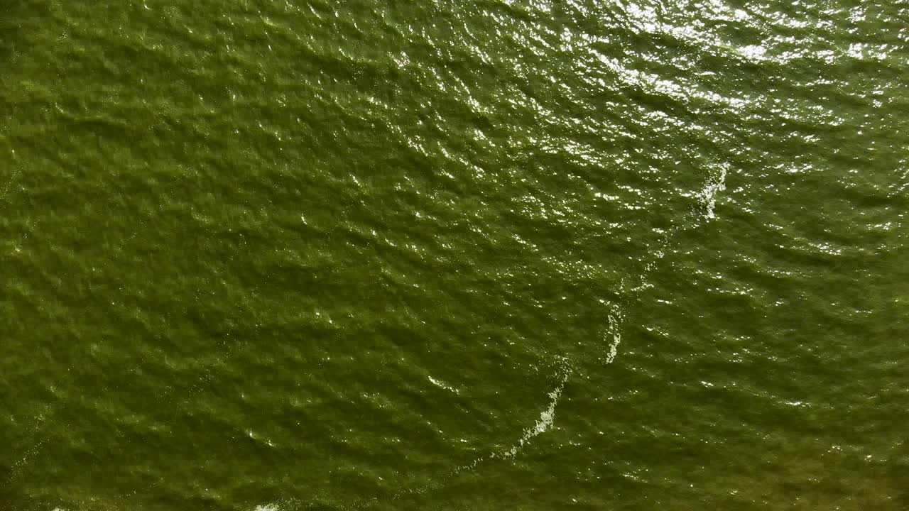 AEREA: Inquadratura fissa del Mar Baltico con le onde che increspano la superficie dell'acqua.