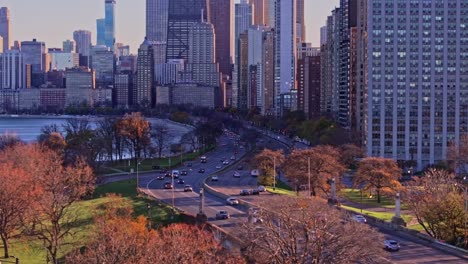 Chicago-Lake-Shore-Drive-Verkehr-Zur-Hauptverkehrszeit