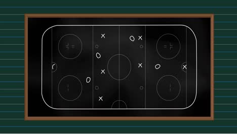 animation of strategy on sports court over lines against blue background