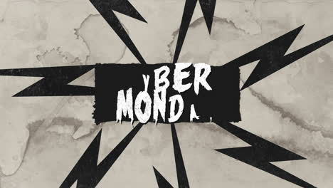 Cyber-Monday-Con-Rayos-Negros-Sobre-Textura-Hipster