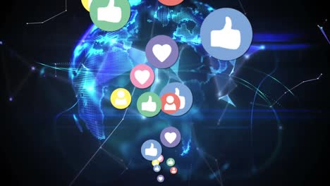 social media icons and a globe