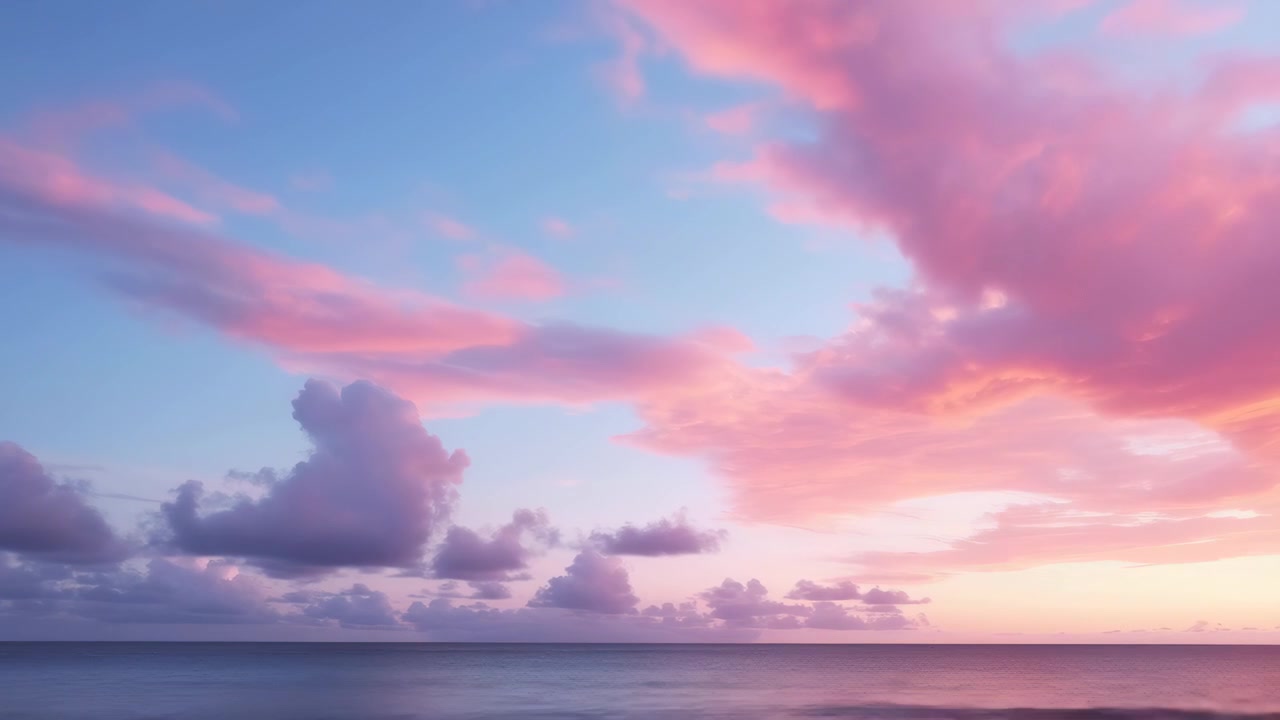 Vibrante tramonto rosa sopra l'orizzonte calmo dell'oceano