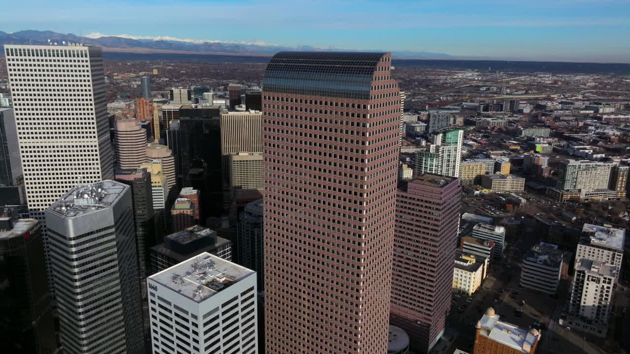 Colorful rooftops and downtown Denver view