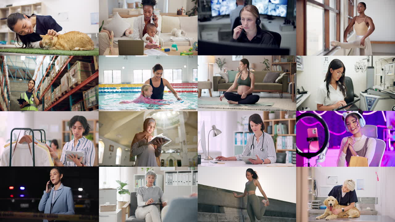 разнообразные женщины в различных профессиях и условиях