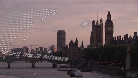 animation of financial data processing over london cityscape