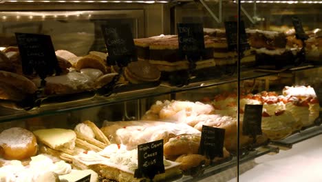 close-up of desserts in display