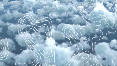 animación de líneas en movimiento sobre el cielo nublado