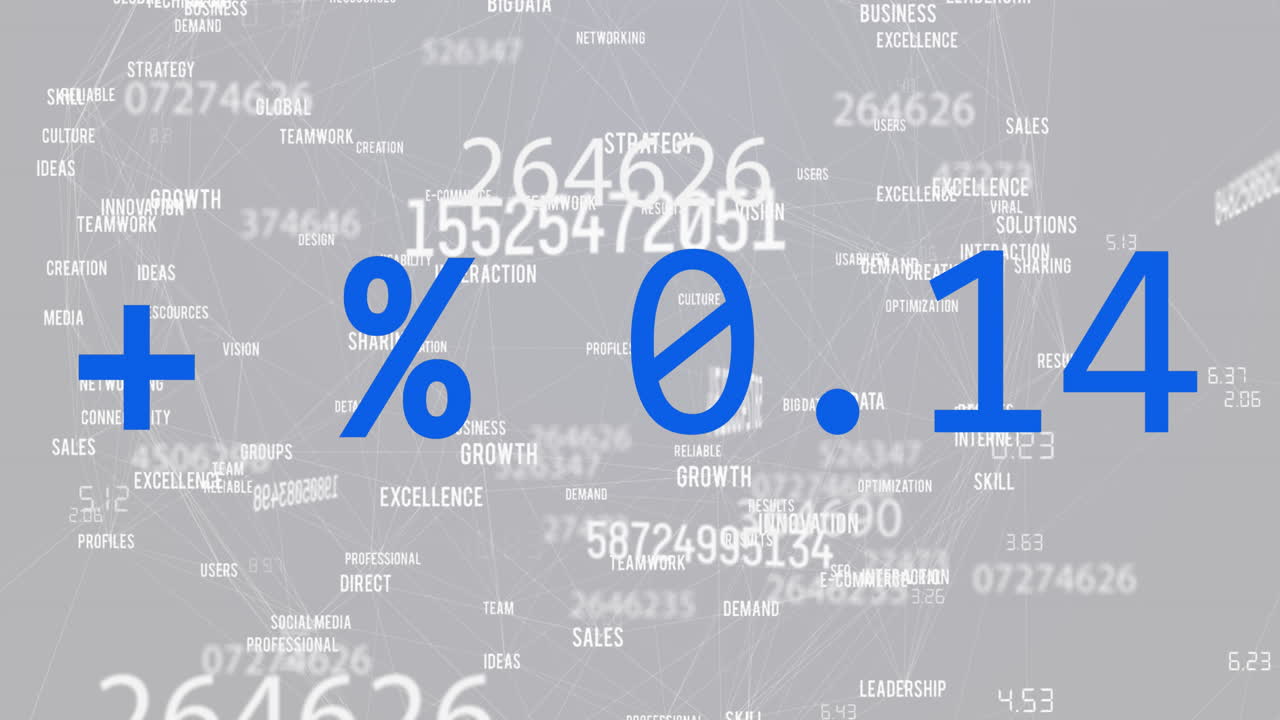 Animation of financial data processing over grey background