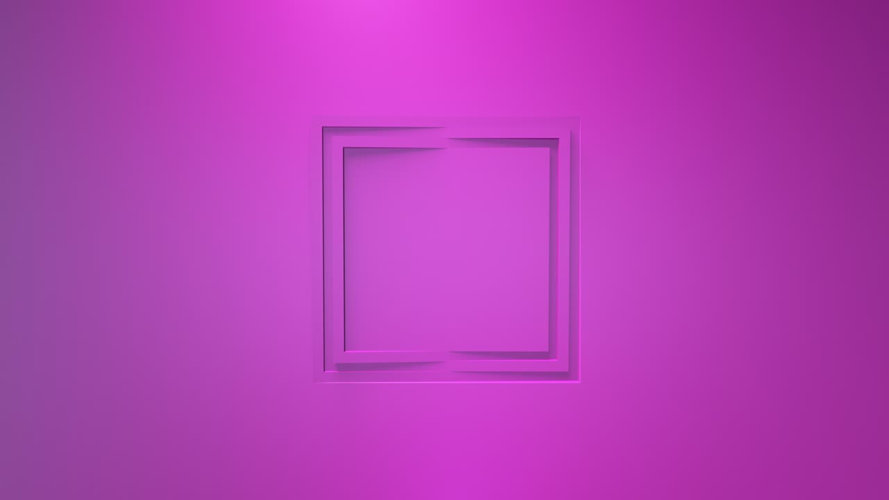 핑크 비즈니스 애니메이션: 사각형 프레임의 회전, 3d 렌더링, 창, 루프, 미니멀리즘 솔리드 컬러