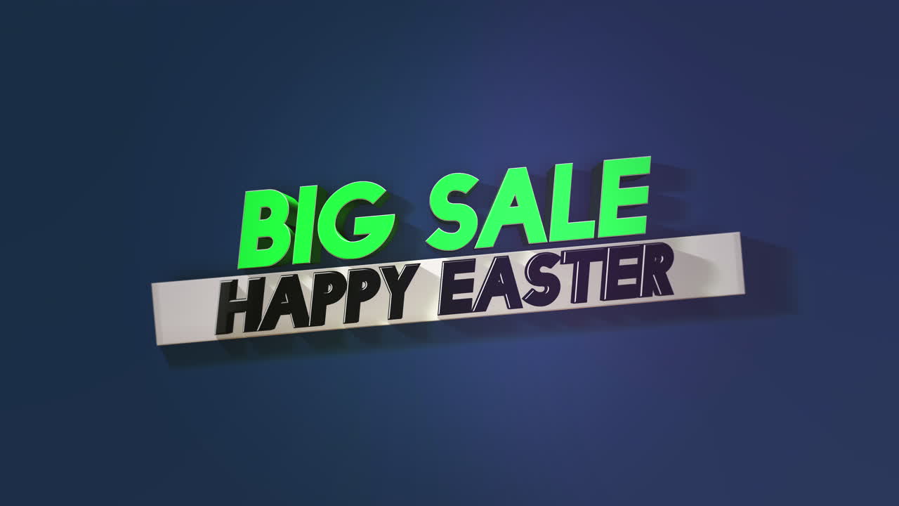 cartoon happy easter en grote verkoop tekst op blauwe gradiënt