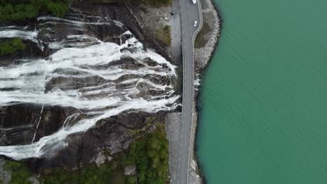 Furedalfossen-Wasserfall-Per-Drohne-In-Norwegen-Europa