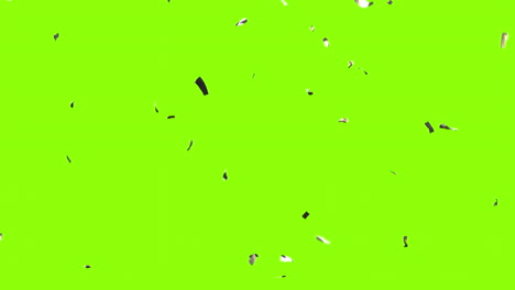 falling confetti animation over green background