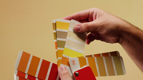 manos sosteniendo una paleta de muestras de color