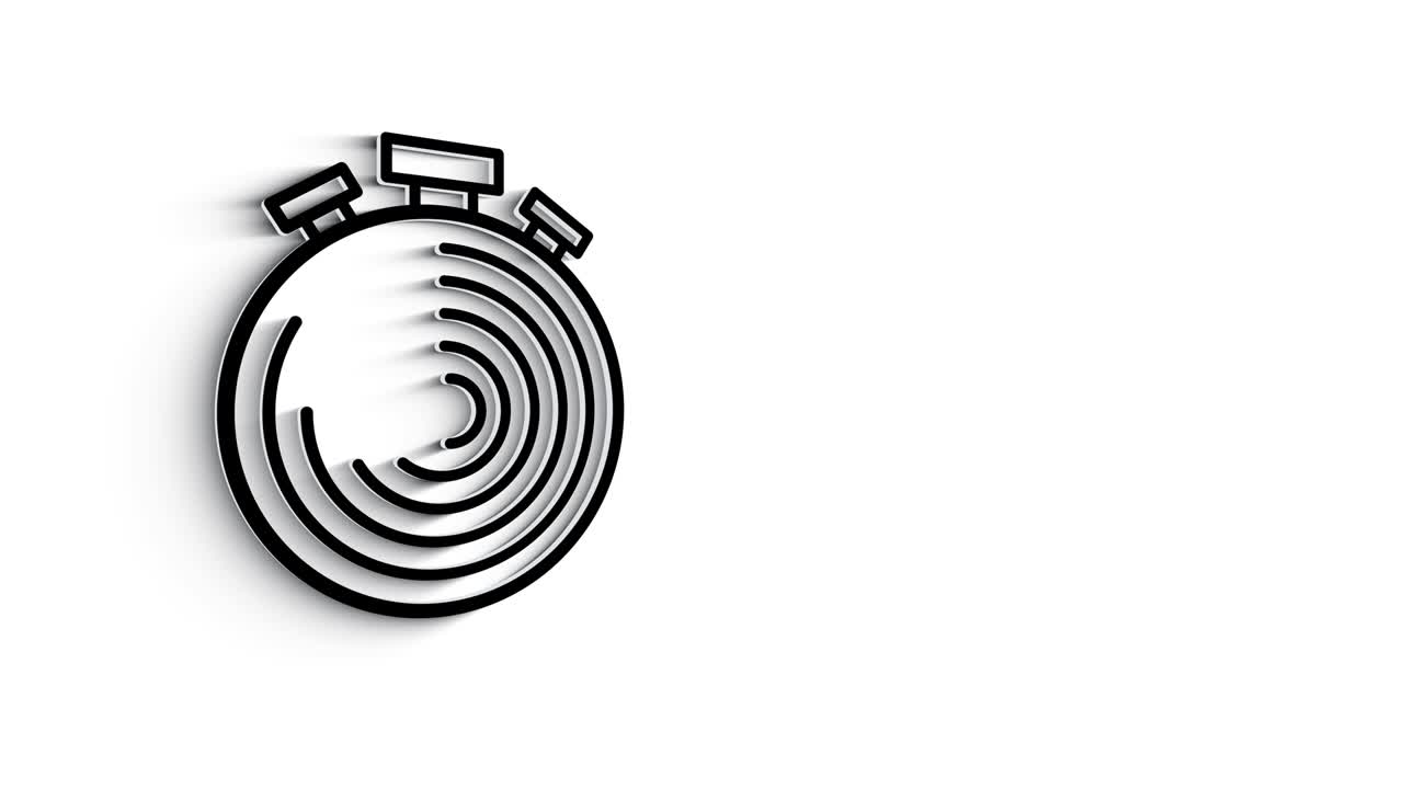 3d 라인 아이콘 시간 및 시계 애니메이션을 색 배경에.