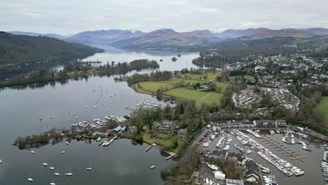 lake district winter landscape at lake windermere