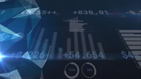 animation of data processing and diagrams on black background