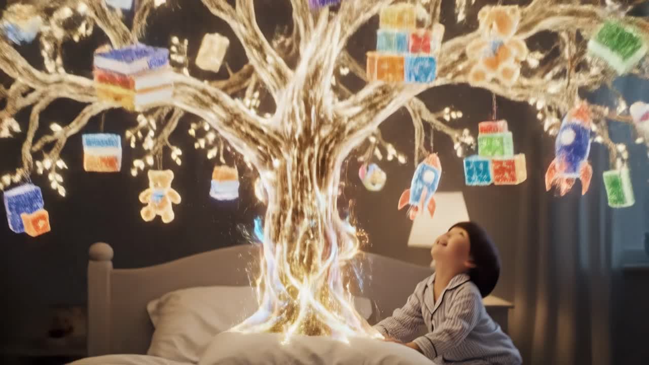 Magical Tree of Stories in a Child's Bedroom