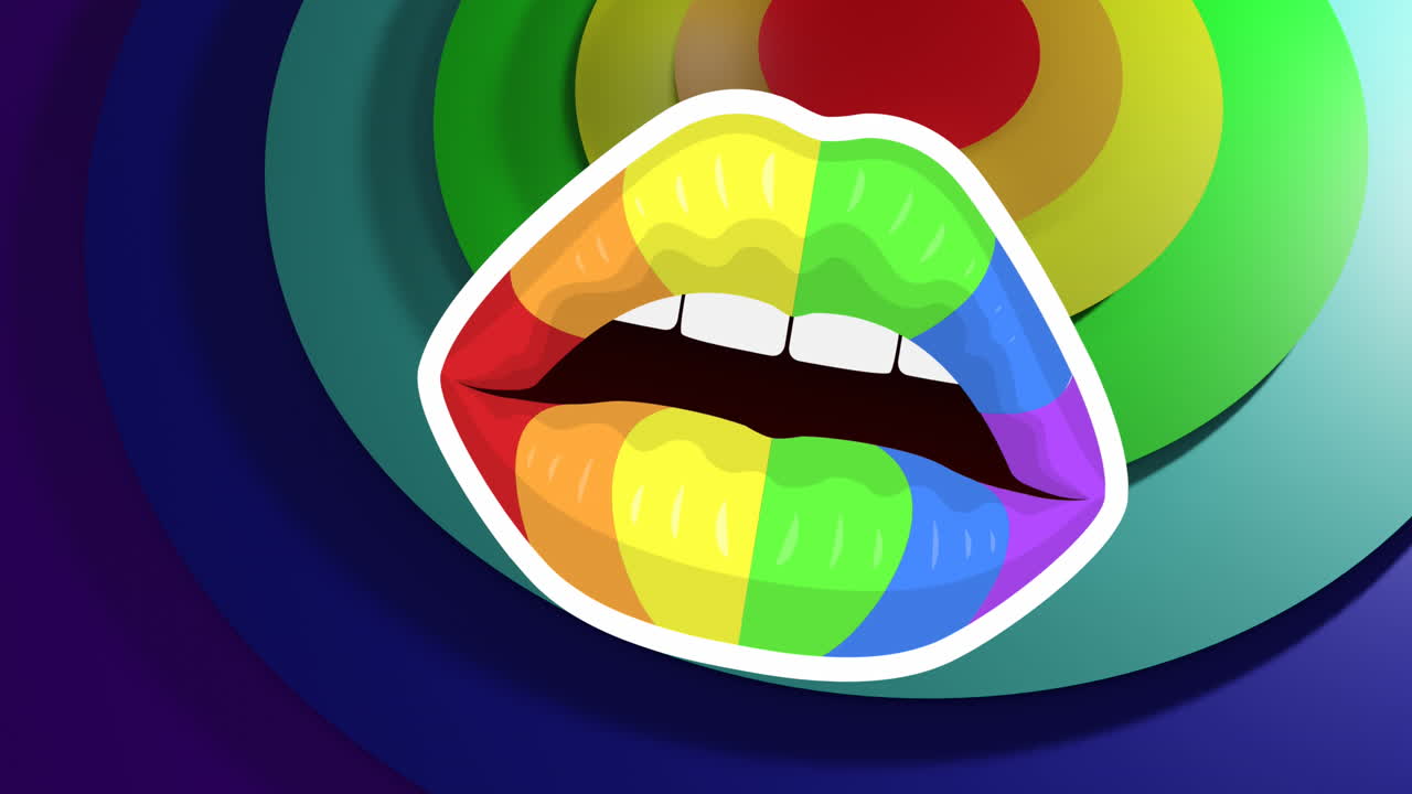 animación de los labios del arco iris sobre el fondo del arco iris