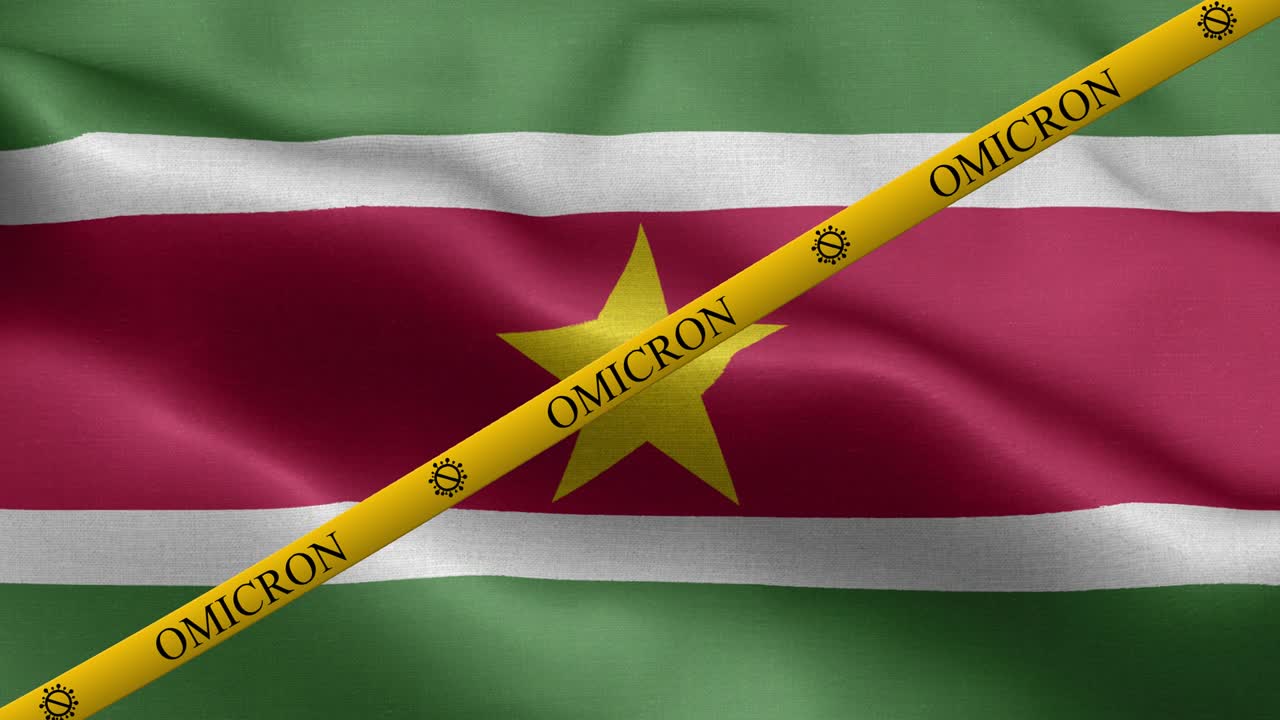 수리남 발에 오미크론 변종과 금지 줄무 - 수리남의 발