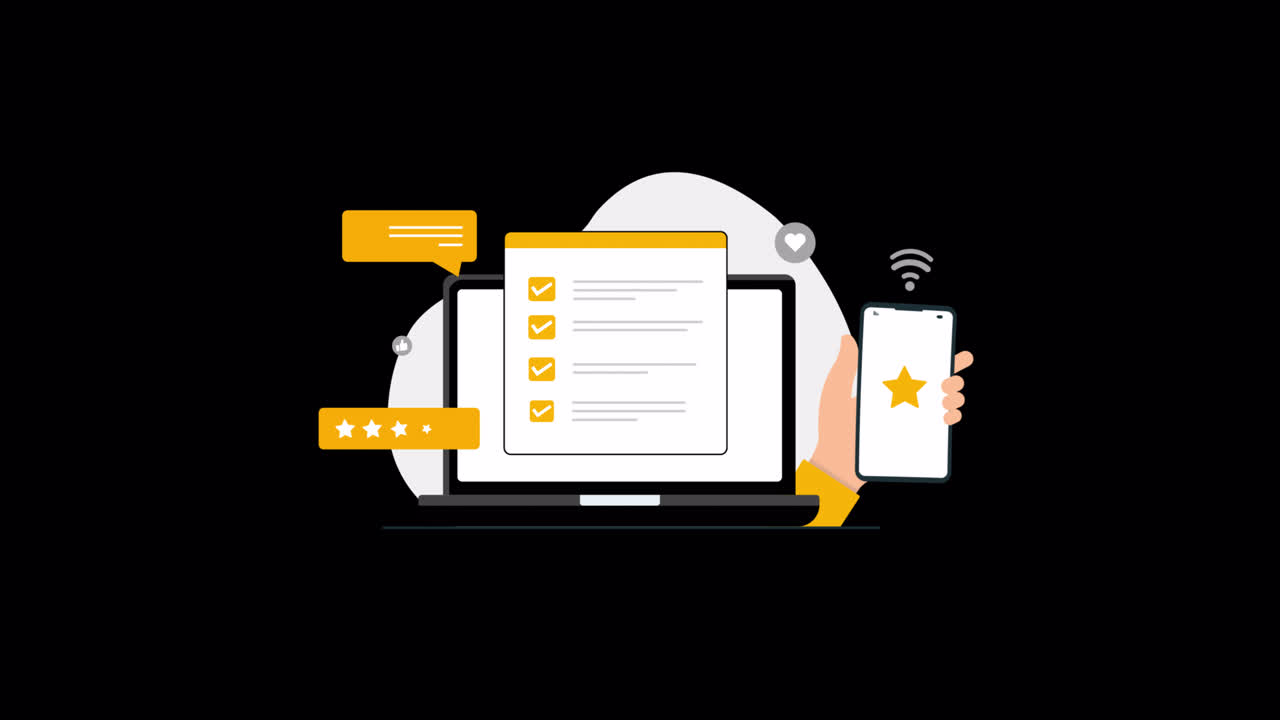 Animated Illustration of Online Survey and Customer Feedback